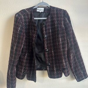 Danny & Nicole Women's Black and Red Tweed Blazer